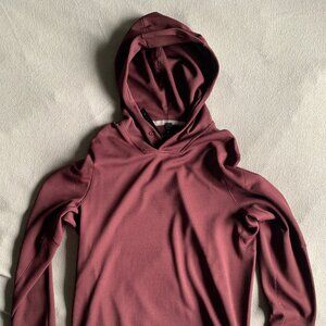 Lululemon Shift Stitch Thermal Hoodie Mens Small Maroon Waffle Knit Lightweight